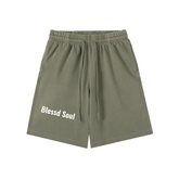 Vintage Wash Logo Shorts in olive green with &