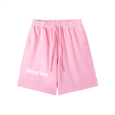 Vintage Wash Logo Shorts in soft pink with &