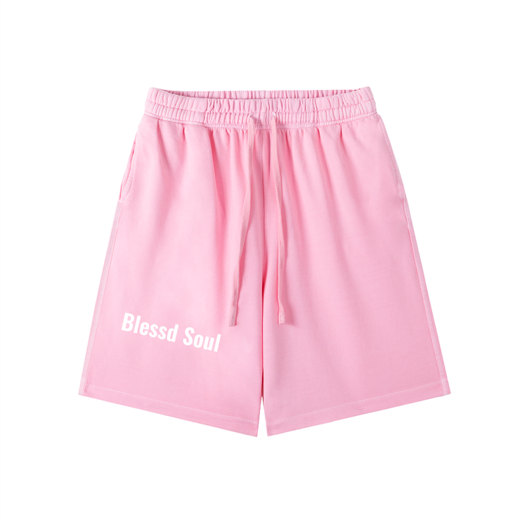Vintage Wash Logo Shorts in soft pink with &