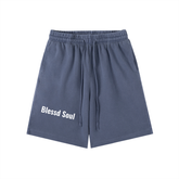 vintage wash logo shorts front view