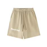 Vintage Wash Logo Shorts in beige color featuring &