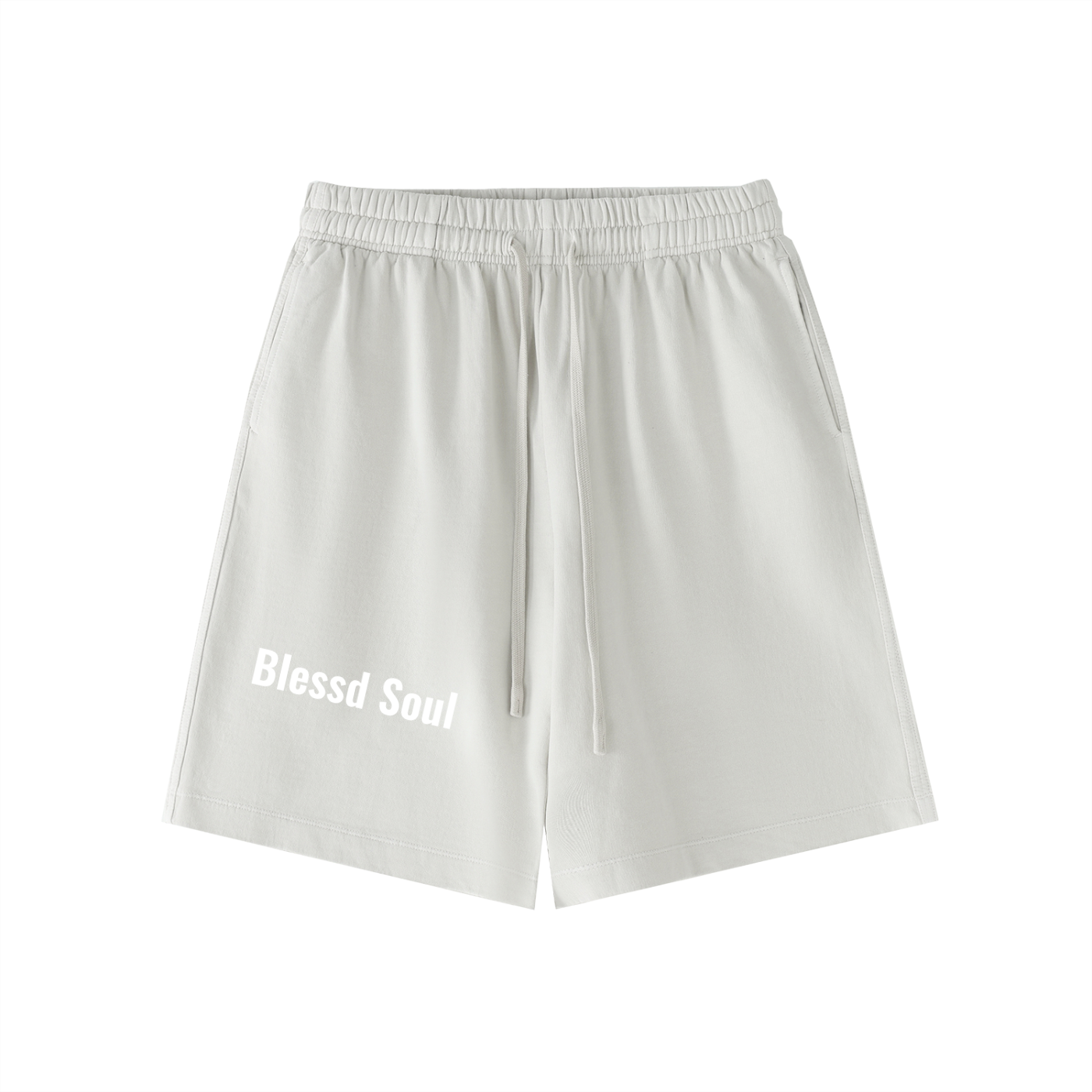 Vintage Wash Logo Shorts in light gray featuring &