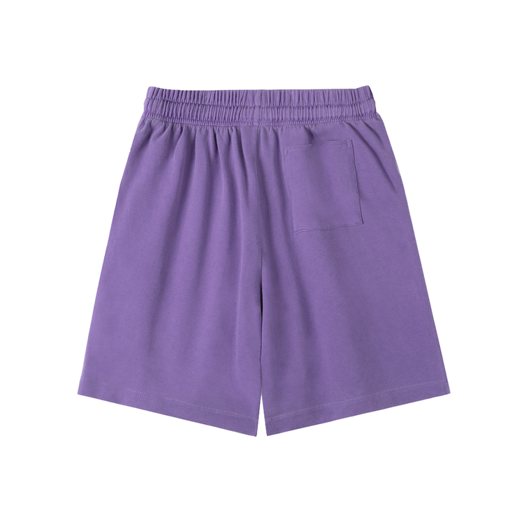 Vintage Wash Logo Shorts in purple, featuring a relaxed fit and pocket, perfect for casual streetwear style.