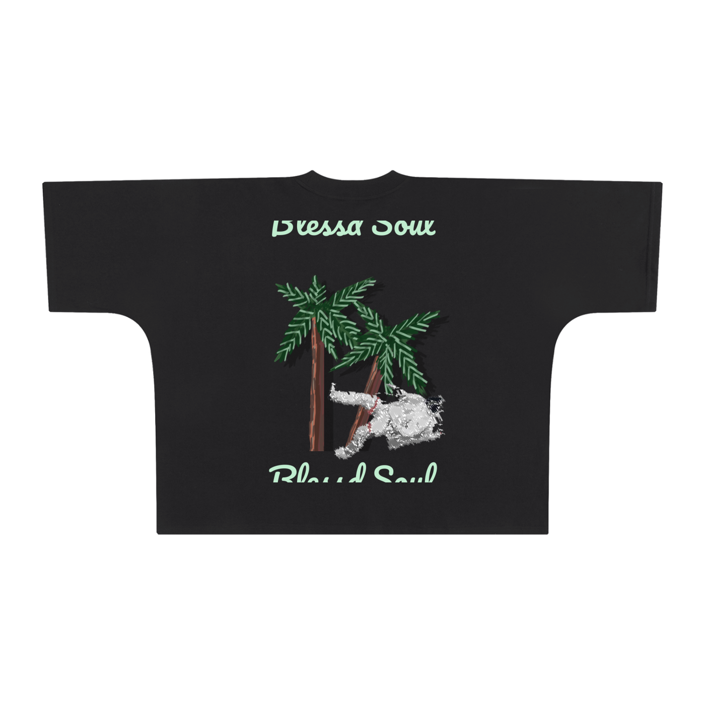 Oversized Boxy Graphic Tee featuring playful palm tree design and vibrant text for modern streetwear style.