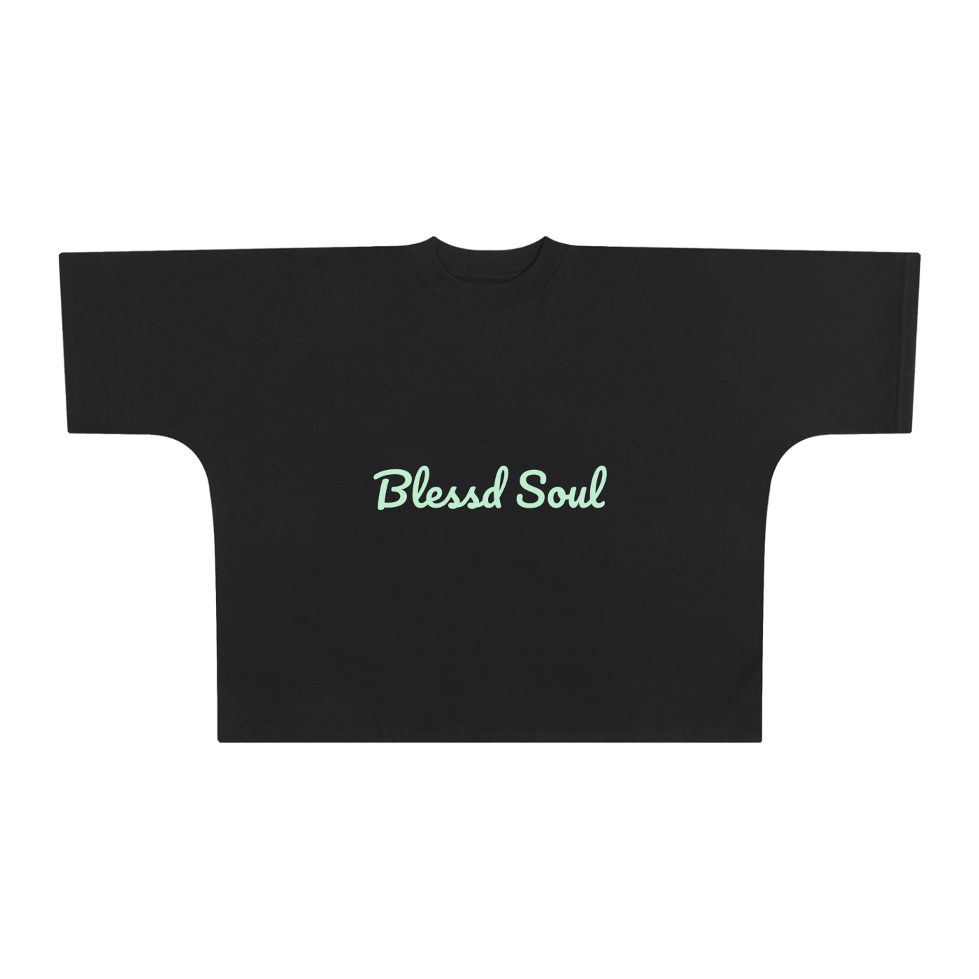 Oversized Boxy Graphic Tee in black featuring 'Blessd Soul' design for modern streetwear style.