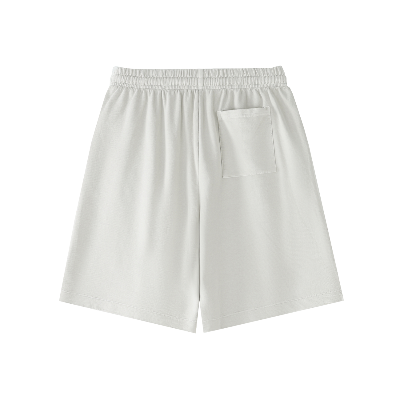Back view of Vintage Wash Logo Shorts with elastic waistband and side pocket in white.