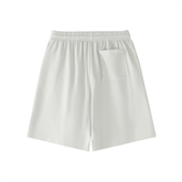 Back view of Vintage Wash Logo Shorts with elastic waistband and side pocket in white.