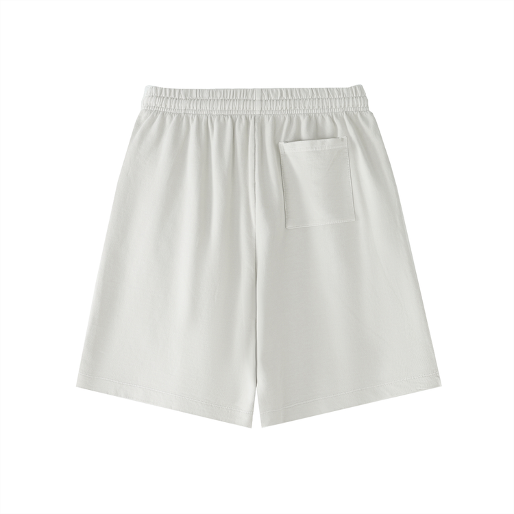 Back view of Vintage Wash Logo Shorts with elastic waistband and side pocket in white.