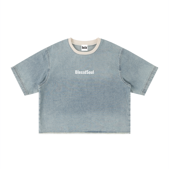 Light Wash Denim T-Shirt - Blessd Beginnings
