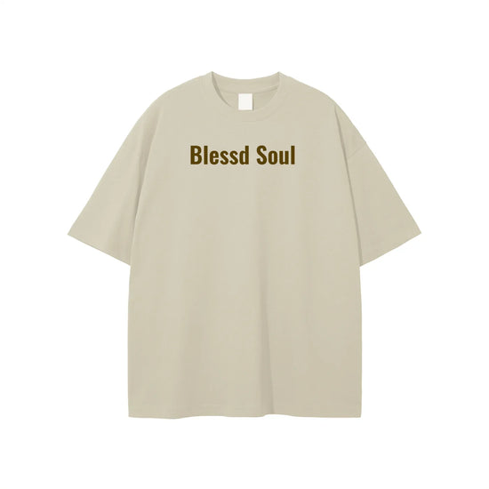 Cream and Brown Oversized Logo Tee