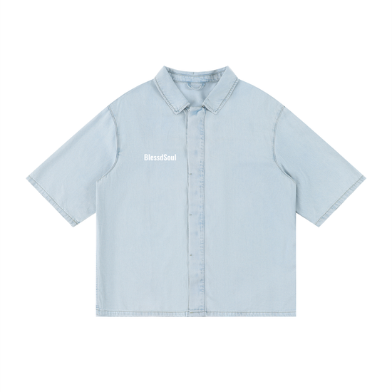 Vintage Wash Drop Shoulder Logo Shirt