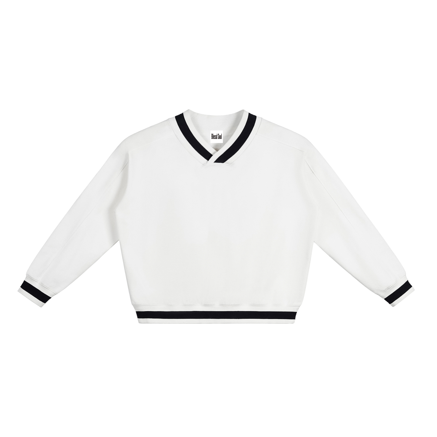 V-Neck Contrast Boxy Sweatshirt