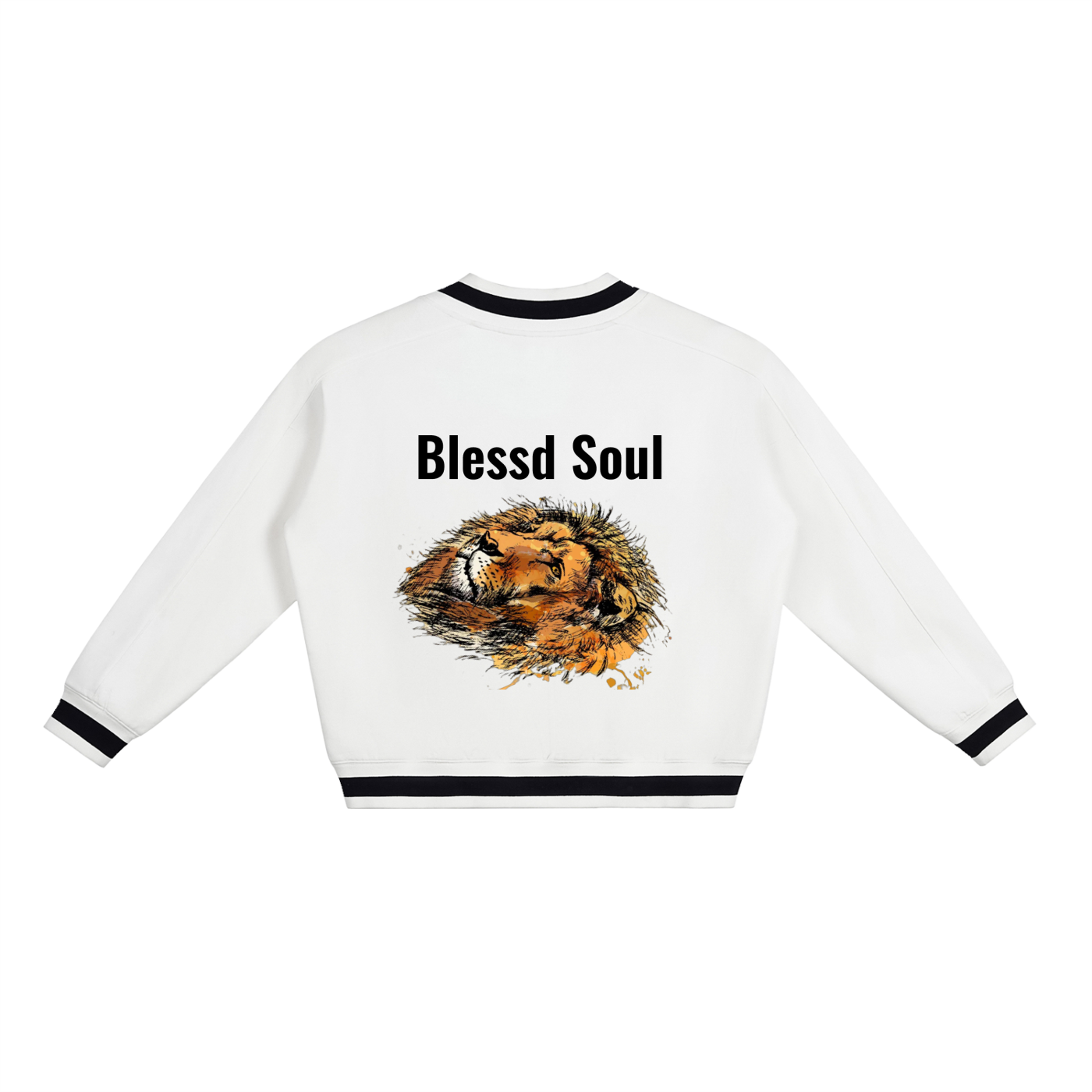 V-Neck Contrast Boxy Sweatshirt